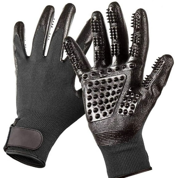 Gants de Toilette pour Animaux de Compagnie Gant Doux pour Les Animaux, Parfaits pour Le Massage et la Récupération des Poils de Chiens, de Chats, de Chevaux (Noir)