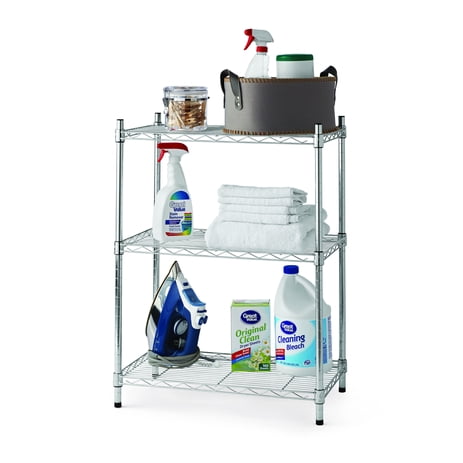 Hyper Tough 13.4"Dx23.2"Wx30.6"H 3 Tier Stackable Wire Shelving Rack, Silver/Zinc