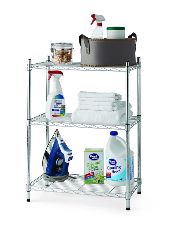 Hyper Tough 3 Tier Stackable Wire Shelf, Zinc, 750 lb Capacity