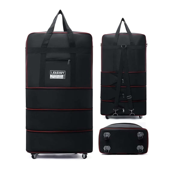 PULLIMORE Expandable Rolling Travel Bag - 3-Zip Water-Resistant Luggage with 360° Spinner Wheels (15.7-27.6")