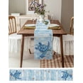thumbnail image 3 of ERUNPONLY Blue Turtle Coastal Table Runner - 36 Inch Long Summer Beach Starfish Nautical Cotton and Linen Blended Dress Scarves Farmhouse Table Runner for Kitchen Dining, Coffee Table, 13" x 36", 3 of 8
