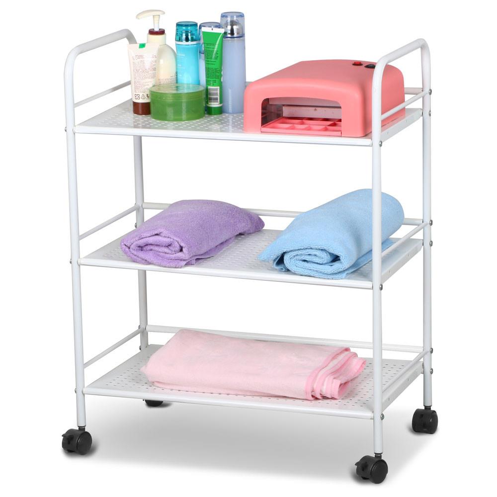 Rolling Salon Trolley Cart, 3 Tier, White