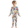 thumbnail image 6 of FORMRS Long Sleeve Top and Pants Pajama Set for Niños 2-Piece Sleepwear, Sizes 18M-8Y, Red Japanese Floral Pattern, 6 of 6