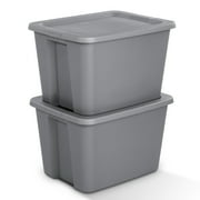 Sterilite 18 Gallon Large Storage Bin, Plastic Storage Container with Snap-On Lid, Gray