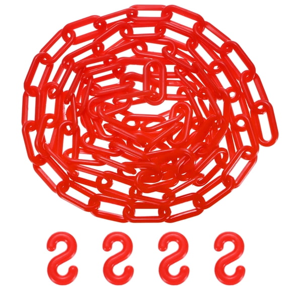 Uxcell Plastic Barriers Chain, 10Ft Length Red Plastic Waterproof Safety Chain Link with S-Shaped Buckle Caution Barriers Link
