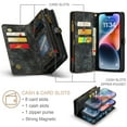 thumbnail image 2 of For iPhone 14 Wallet Case,Multi-Functional Retro Leather Purse Flip Cover Zipper Wallet Case with Removable Card Slots Pocket & Detachable Wrist Strap Magnetic Phone Case, Black, 2 of 10