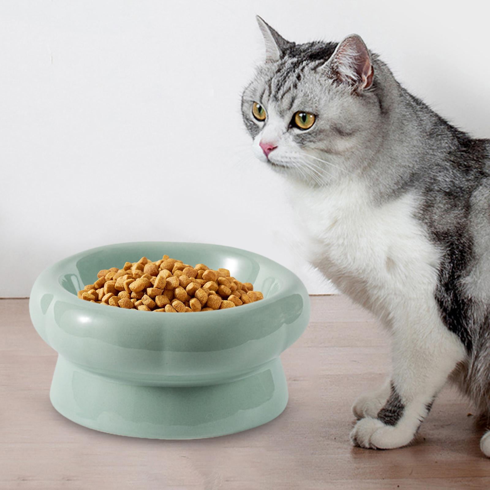 Cat Food Bowl Ceramic Cat Bowl Protect Bibs From Pets Stable Non-slip Snack Bowl 180ML