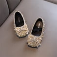 thumbnail image 3 of KelaJuan Girls Princess Shoes, PU Leather Bow Shiny Pearled Non-slip Flat Shoes Kids Shoes for Birthday Party, 3 of 6