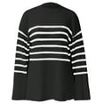 thumbnail image 4 of Amazhiyu Women's Striped Pullover Sweaters Batwing Long Sleeve Crew Neck Ribbed Knit Side Slit Fall Oversized Sweater Tops, 4 of 8