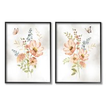 Stupell Industries Soft Pink Spring Flowers Botanical & Floral Painting Black Framed Art Print Wall Art, 24 x 30, Set of 2