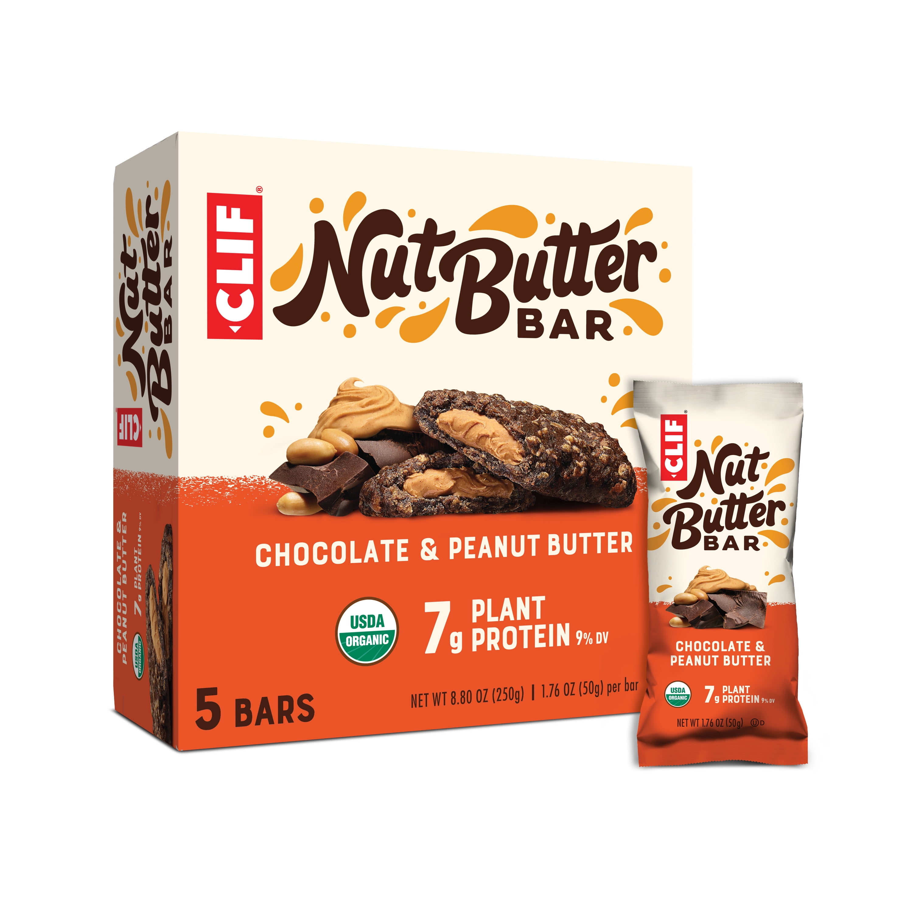 (Price/Case)Clif Bar Nut Butter Chocolate Peanut Butter Organic Snack Bar 5ct, 6 boxes per case