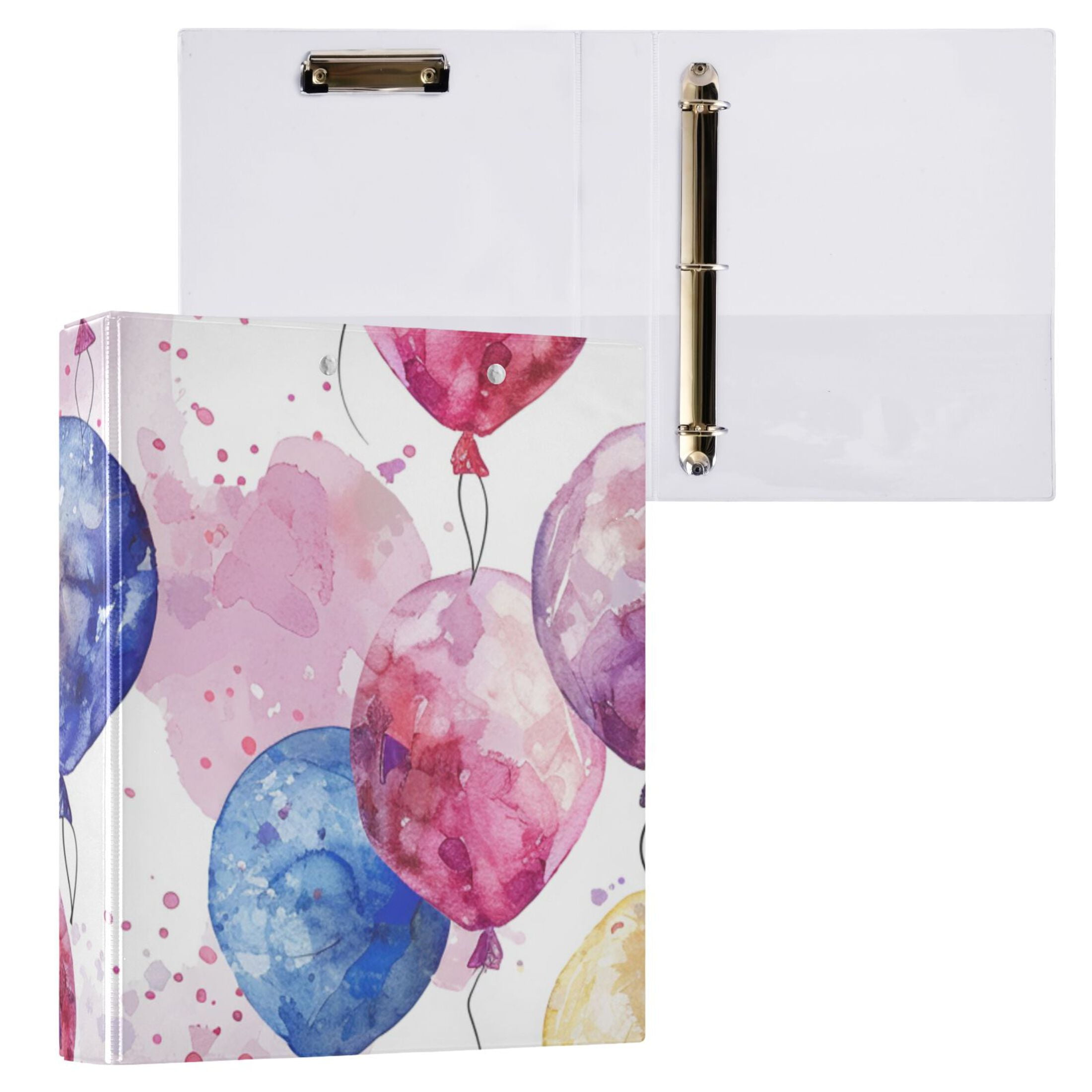 Many Balloons 3 Ring Binders 1.5 inch Hardcover File Folders with Interior Pockets A4 Size Organizer for School Office Hospital