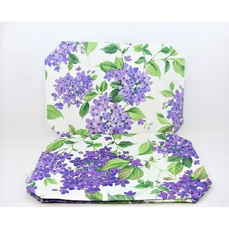 Set of 4 Hydrangea Blossoms Placemats - Purple (Best Unknown Places In Tokyo)