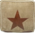 thumbnail image 5 of DecMode Rustic and Organic Square Ottoman Fabric Pouf features Tan Canvas and Brown Leather Handles with a Star Design, 20"W x 19"H, 5 of 10