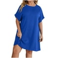 thumbnail image 2 of Taylonsss Fashion Plus Size Women Loose Round-Neck Summer Short Sleeve Cotton And Linen Dress, 2 of 9