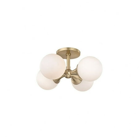 

4 Light Metal Led Wall Sconce with Opal Etched Orb Glass-14 inches H By 14 inches W-Aged Brass Finish Bailey Street Home 116-Bel-2972648