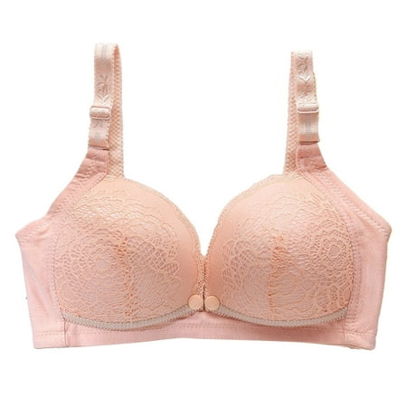 Fadeal Bralettes for Women Lace Ladies New Nursing Bra Front Button without Ring Comfortable Breathable Lace Underwear Push Up Bra Red 38