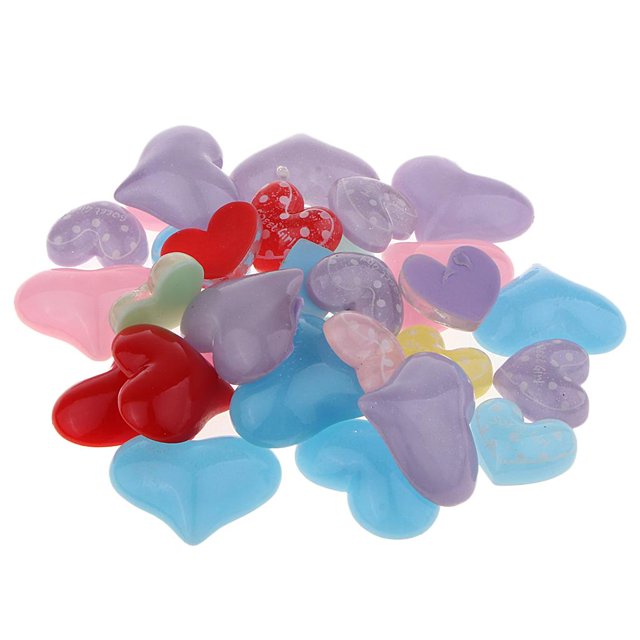 30 Piezas de resina Flatback Love Heart Cabochon Adornos Adornos Artesanías Sunnimix Flatback Cabochon botón de abalorios