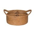 thumbnail image 3 of Kouboo Rattan Utensil Caddy with Built-in Handles, Handwoven Rattan, 4 Compartments, Tropical Centerpiece Basket, Honey Brown, 3 of 5
