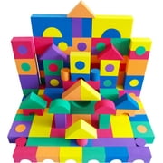 EWONDERWORLD 100 Count Extra Thick Colorful Non-Toxic Foam Building Blocks