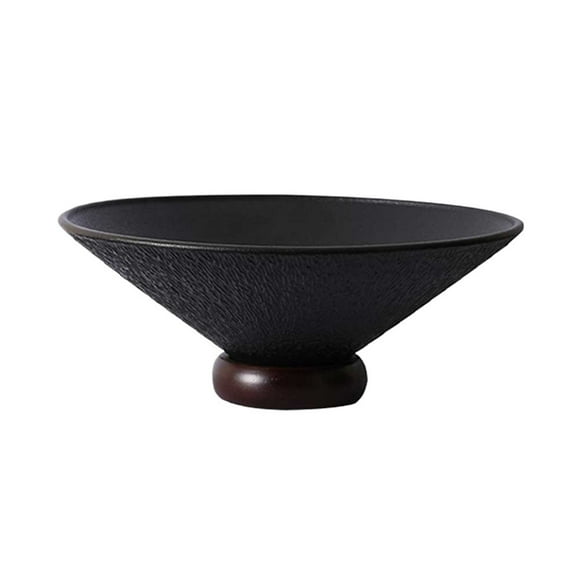 Frutero moderno de cerámica ligera con base madera maciza, redondo y gran capacidad, ideal for frutas, verduras, frutos secos, pan dulces
