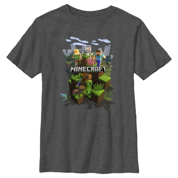 Boy's Minecraft Explore Team  Graphic Tee Charcoal Heather X Large