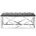 thumbnail image 4 of Modern Contemporary Urban Design Living Room Lounge Club Lobby Accent Chair Bench, Velvet Fabric Metal Steel, Grey Gray, 4 of 5