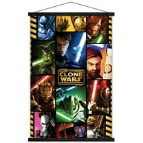 Star Wars: The Clone Wars - Grid Wall Poster with Wooden Magnetic Frame, 22.375" x 34"