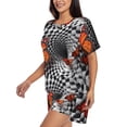 thumbnail image 2 of Balery Butterflies Optical Illusion Pattern Womens Pajama Sets 2 Piece Soft Short Sleeve Top and Shorts Sleepwear Round Neck Pjs Lounge Set with Pockets-XX-Large, 2 of 7