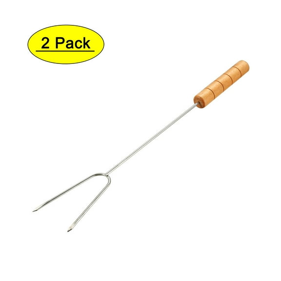 Uxcell 340mm Stainless Steel Roasting Sticks Roast Stick Forks for BBQ 2 Pack