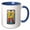 Blue/White, variant on 3drose, Resplendent Letter R. Grunge Metal Monogram, Industrial Style Gift, 11oz Two-tone Black Mug