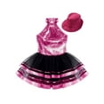 thumbnail image 3 of Miutii Kids Girls Modern Jazz Latin Tap Dance Clothes Shiny Sequins Halter Ballet Tutu Dress with Hat Set Rose 6, 3 of 5