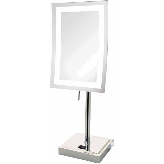 Jerdon Lighted Makeup Mirror with 5X Magnification - Rectangular Tabletop Vanity Mirror with Bright LED Lighting, Chrome Finish, 6.5" x 9" - Model JRT910CL