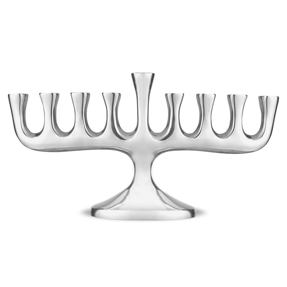 Portavelas Menorá Moderna Zion Judaica 28x15 cm Acabado Brillante