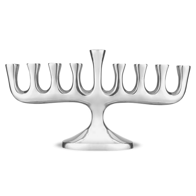 Portavelas Menorá Moderna Zion Judaica 28x15 cm Acabado Brillante