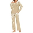 thumbnail image 1 of Rbaofujie Ladies Nightgowns Ladies' Gradient Printed Casual Top Pants Pajama Set Plus Size Robe, 1 of 6