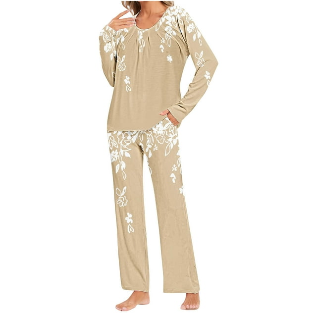 Rbaofujie Ladies Nightgowns Ladies' Gradient Printed Casual Top Pants Pajama Set Plus Size Robe