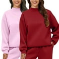 thumbnail image 2 of Comdrip Crewneck Sweatshirts Women, 2 Pack Womens Sweatshirts Crewneck Long Sleeve Tops Oversized Pullover Sweaters Cozy Outfits Fashion 2025 Fall Sweatshirts for Women Red S, 2 of 5
