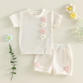 thumbnail image 2 of KPOPLK Baby Girls Clothes Toddler Outfit 9 12 18 24 Months Kids Short Summer Tops Floral Shorts Clothes Set,Sizes 3-4 Years, 2 of 7