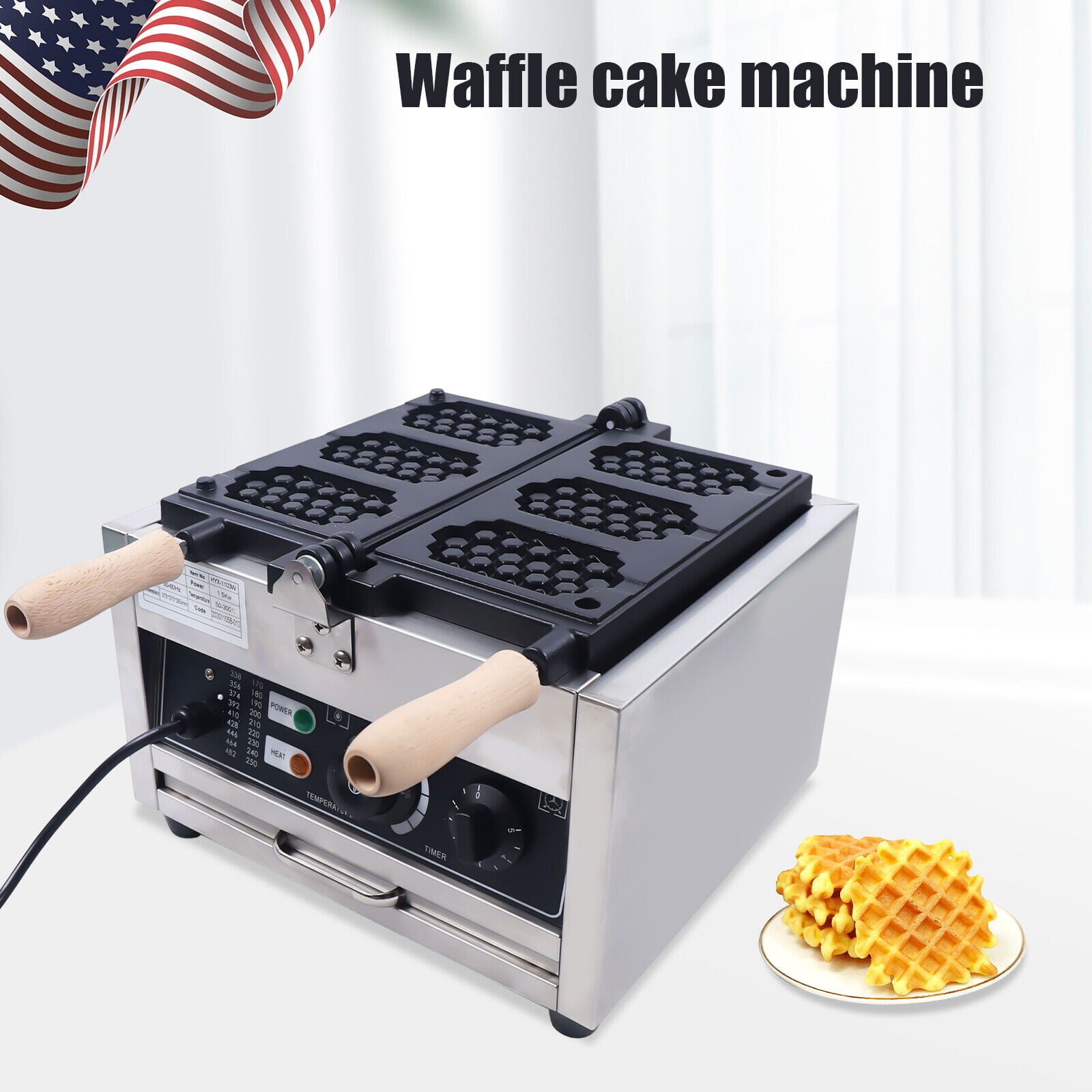 1500W Commercial Electric Honeycomb Waffle Pop Maker Baker Machine Nonstick