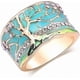 thumbnail image 1 of Flower Tree Rings Gold Pink Opal Green Enamel Wide Ring for Woman Party Crystal Vintage Jewelry, 1 of 4