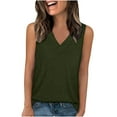 thumbnail image 2 of Weiqiqre Business Casual Outfits for Women 2025 Casual Soft Loose Spring Summer V Neck Sleeveless Tee Shirts Basic Trendy Outfits Clothes, 2 of 7