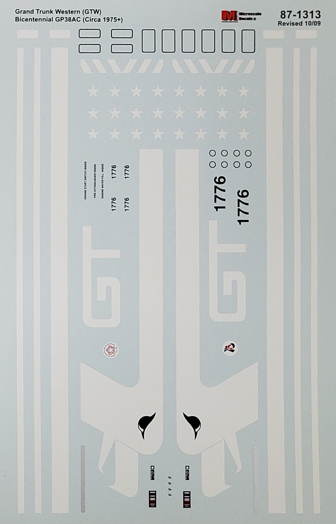 Microscale Model Railroad/Train Decals HO Scale GTW GP38AC Bicentennial