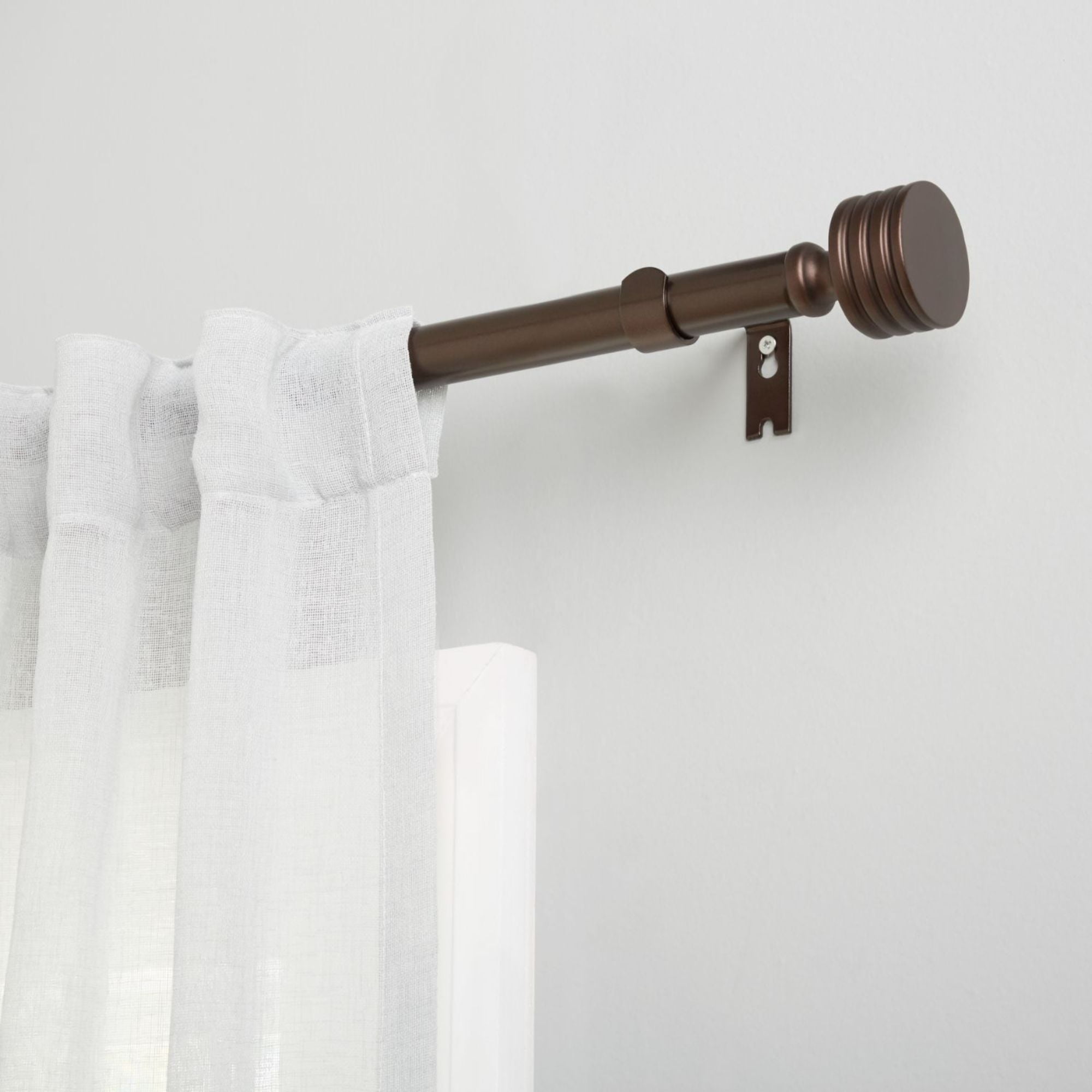 Exclusive Home Lucero 1" Window Curtain Rod and Finial Set, Adjustable 36"-72", Oil Rubbed Bronze