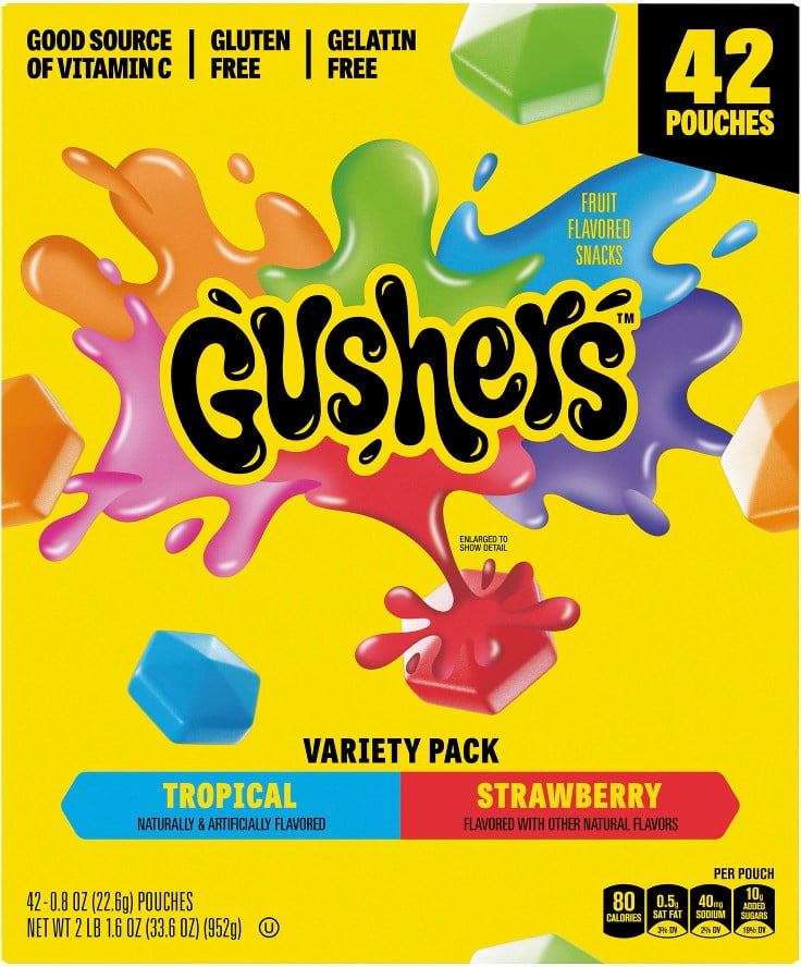 Gushers Strawberry & Tropical Variety Pack Snacks, 0.8 Oz., 42 Pk.