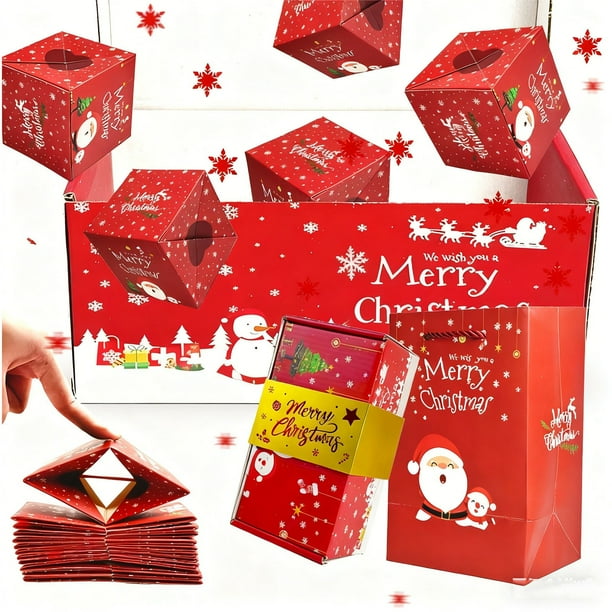 Caja de regalo sorpresa desplegable | Caja sorpresa de Navidad y cumpleaños para joyas y pequeños regalos | Caja roja saltarina para propuestas de matrimonio y fiestas | Experiencia de