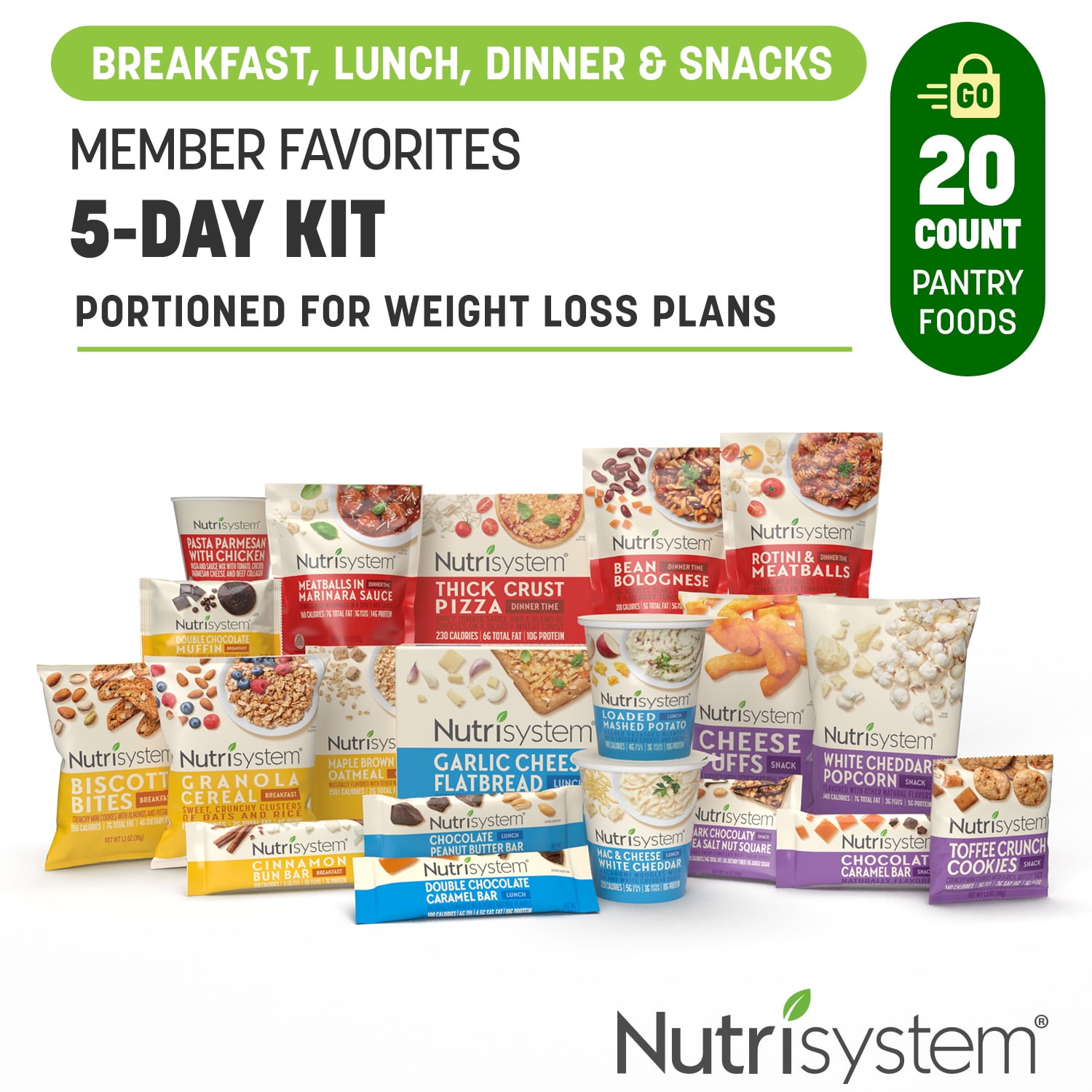Nutrisystem Member Favorites 5-Day Weight Loss Kit with Breakfasts, Lunches, Dinners & Snacks, 20 Count