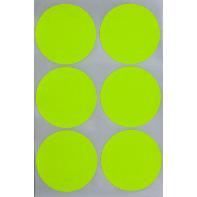 Royal Green - Neon Yellow Round 2" inch Stickers - 50mm dot Labels Sticker Permanent Adhesive - Labels Art, Crafts, Write on Surface - 540 Pack