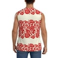thumbnail image 4 of Kdxio Flowers Red Beige for Men's Muscle T-shirt,Sleeveless for Workout Running Athletic Gym Lounge Casual, 4 of 7
