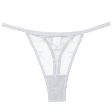 

Female Lace Panty White Hollow Out Thongs 1-Pack